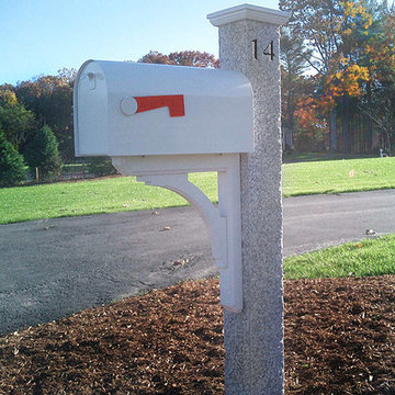 Granite Mailbox Post with White Mailbox