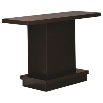 Benzara BM184936 Sofa Table With Pedestal Base, Cappuccino Brown
