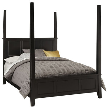 Homestyles Bedford Wood King Poster Bed in Black