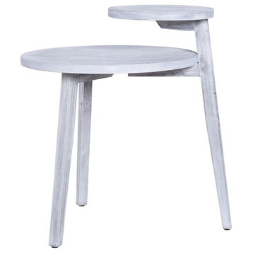 Pinnacle Tiered Table Grey Wash Veneer Tapered Tripod-Style Legs
