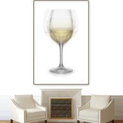 White Wine Glass Overlay Artwork - Fine Art Prints