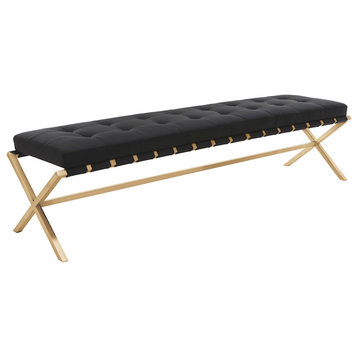 Auguste Bench in Brushed Gold - 59", Black