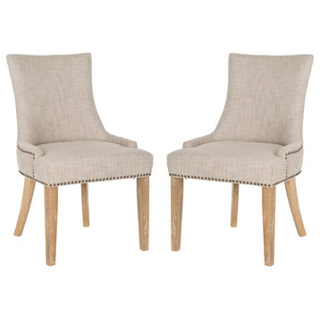 Safavieh Lester Dining Chairs, Set of 2, Gray, Fabric, White Washed
