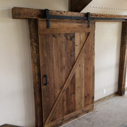 Custom Reclaimed Wood Barn Door with Metal Hardware Kit - Interior Doors