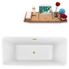 71" Streamline N1000GLD Freestanding Tub and Tray With Internal Drain