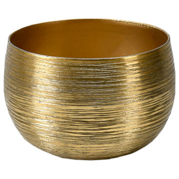 Serene Spaces Living Gold Aluminum Bowl, Candle Holder, Single