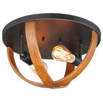 Maxim Lighting - Compass 2-Light Flush Mount, Antique Pecan/Black - The sphere has become one the most popular styles in lighting decor today. Our latest entry to this category is constructed of heavy channel metal finished in either Barn Wood or Antique Pecan both with Black accents. Now you can enjoy the beauty of wood with the durability and affordable price of metal.