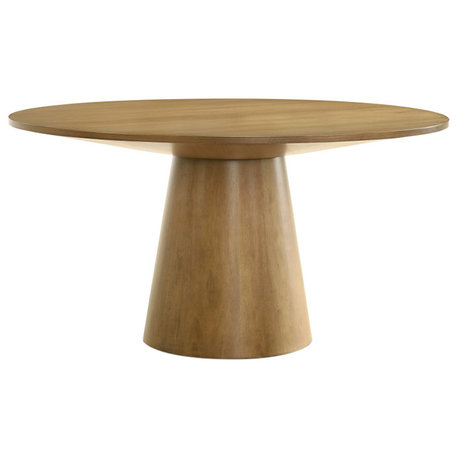 Jasper White 59"W Contemporary Round Dining Table with Pedestal Base, Driftwood