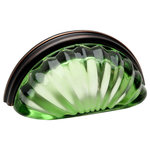Cosmas - Real Glass Cabinet Cup Pulls with 3" Centers by Cosmas, Emerald Glass, Oil Rubbe - Manufacturer: Cosmas