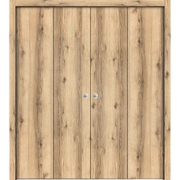 Sliding Double Bi-fold Doors 96 x 80 | Planum 0010 Oak