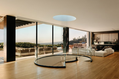 Example of a huge minimalist family room design in Los Angeles