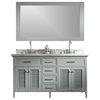 Kensington Vanity, Gray, 60"x21.5"33.5", Double Sink