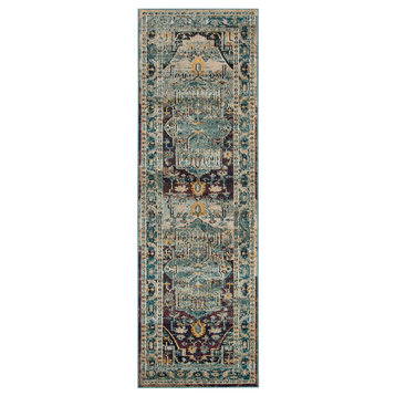Safavieh Crystal Collection CRS501 Rug, Teal/Rose, 2'2" X 9'