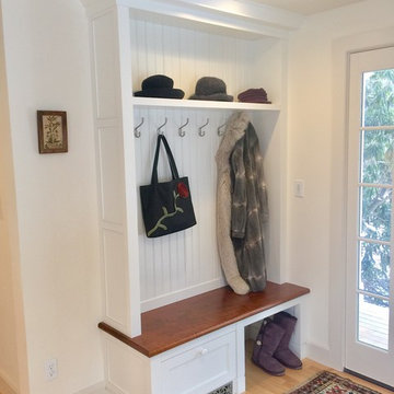 Kitchen with tiger maple and angled cabinets
