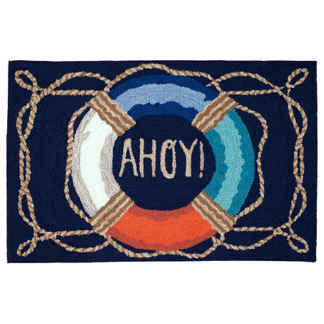 Frontporch Ahoy Indoor/Outdoor Rug Navy 2'x5'