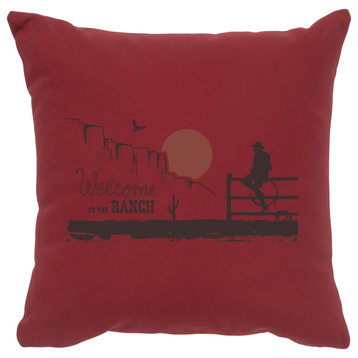 Image Pillow 16x16 Welcome Ranch Cotton Brick