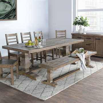 Quincy Reclaimed Pine Dining Chairs and 94-inch Dining Table