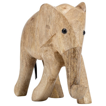Wood, 8"H Elephant Deco, Brown