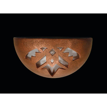 Small Bowl Uplight Ceramic Wall Sconce with Shards Design, Antique Copper