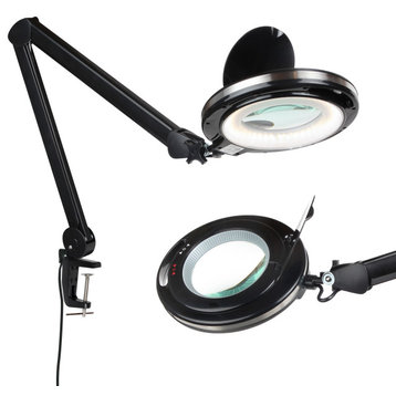 Brightech Lightview Desk Lamp with Clamp, Dimmable Color Changing, 5 Diopter, Black