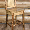 Glacier Country Collection Barstool, W/ Laser Engraved Bear, No Upholstery, Pine