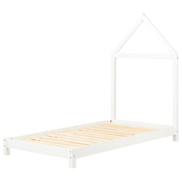 Sweedi Bed with House Frame Headboard-Pure White-South Shore