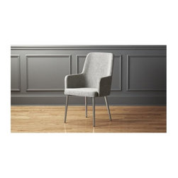 Aragon Stone Grey and Silver Chair | CB2 - Dining Chairs