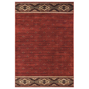 Wilder Southwest Lodge Red/Gold Area Rug, 5'3"x7'3"