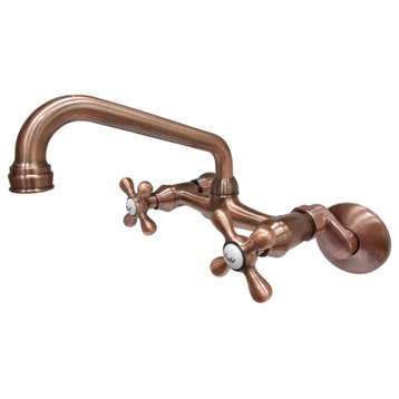 KS213X-P Adjustable Center Wall Mount Kitchen Faucet, Antique Copper