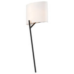 Kalco - 2 Light Contemporary Sconce by Kalco, Matte Black With Polished Nickel, 21" - Tahoe 10 Inch ADA Wall Sconce