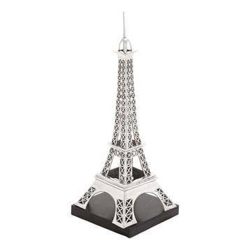 Silver Aluminum Traditional Eiffel Tower Sculpture 16" x 16" x 42"