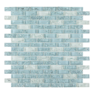 2.5 cms 1" 48 pieces on mesh square Glass Mosaic Tiles Turquoise chip edge