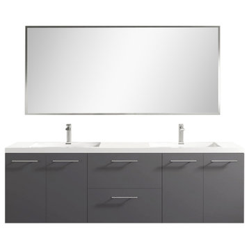 Eviva Axis 72" Gray Double Sink Bathroom Vanity