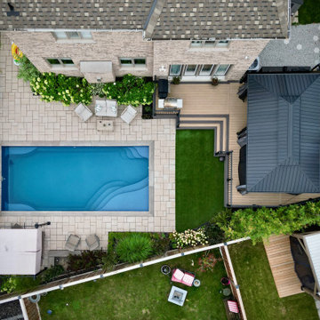 Aurora Fiberglass Pool Custom Composite Deck and Landscaping