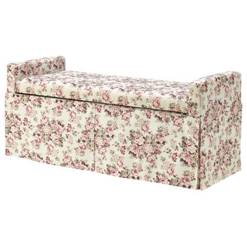Rustic Manor Emberly Bench, Upholstered, Linen, Cluster Red