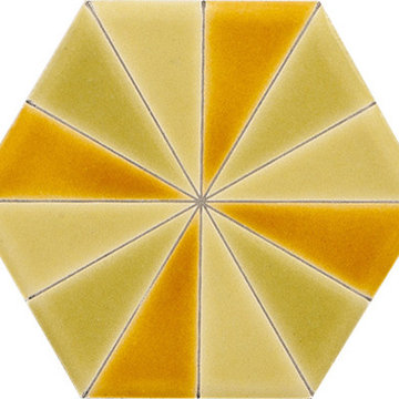 Sisters Ceramic Tile Collection, Hexagon-Pinwheel Indian Summer