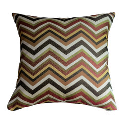 KH Window Fashions, Inc. - Chevron Pillow Cover, Spice/Orange/Green/Brown/Ivory, Without Insert - Decorative Pillows