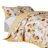 Benzara BM293494 Queen Quilt Set With 2 Pillow Shams and Cotton Fill, Gold