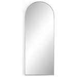 Four Hands - Georgina Floor Mirror-Polished Brass - A beautifully arched mirror, framed out by rose gold-finished aluminum.