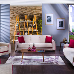 Fabio Plato Cream Living Room Sofa Sleeper Set - $1217.16 - Sofas