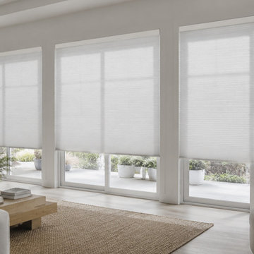 Sheer White Cellular Blinds on Patio Doors