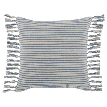 Benny 20" Square Throw Pillow, Blue Natural