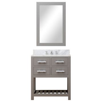Madalyn Bathroom Vanity, Cashmere Gray, 30" Wide, One Mirror, One Faucet
