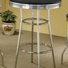 30 inches Round Bar Table with Chrome Metal Base, Black