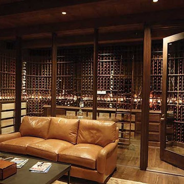 Living Area Glass Enclosed Mahogany Wine Cellar
