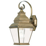 Livex Lighting - Livex Lighting 2590-01 Exeter - One Light Outdoor Wall Lantern - Stately and classic, this outdoor wall lantern offExeter One Light Out Antique Brass Clear  *UL: Suitable for wet locations Energy Star Qualified: n/a ADA Certified: n/a  *Number of Lights: Lamp: 1-*Wattage:100w Medium Base bulb(s) *Bulb Included:No *Bulb Type:Medium Base *Finish Type:Antique Brass