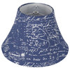 Linen Bell Lampshade, 6"x12"x8", Blue With White Script