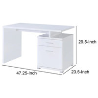 Benzara BM156222 Gorgeous white Wooden desk with cabinet