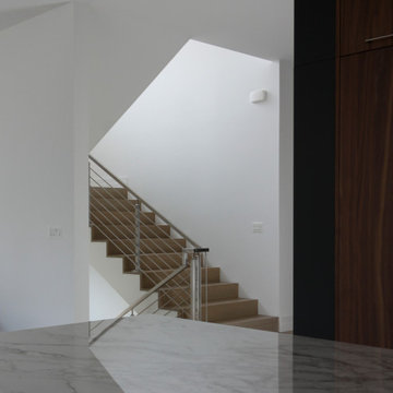 75_Modern Stairway: White O 75_ak & Stainless Steel Balustrade, McLean VA 22101