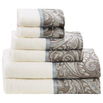 100% Cotton 6 Piece Jacquard Towel Set, MP73-5310